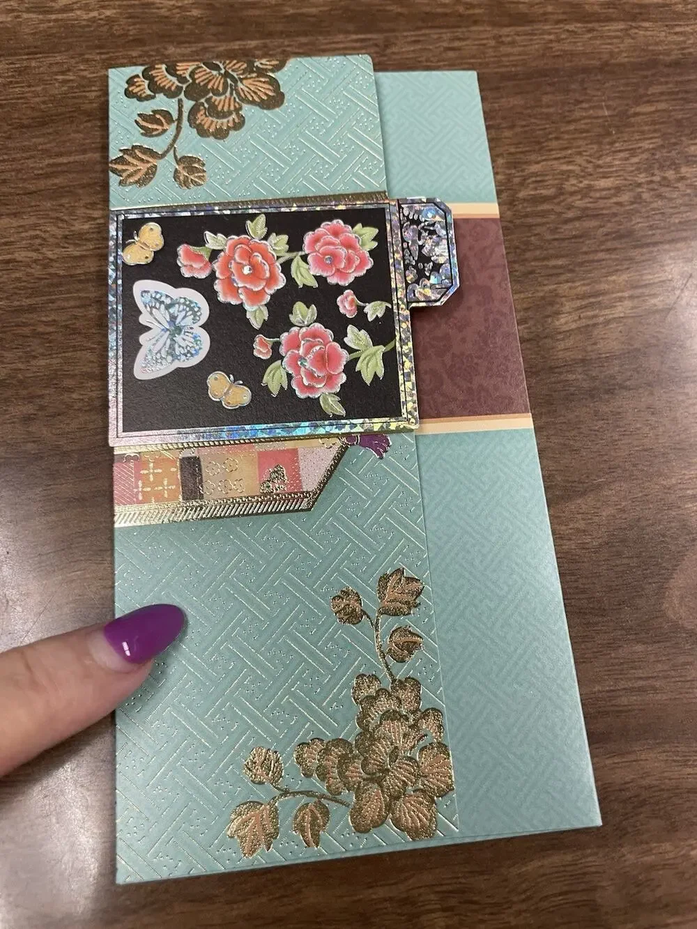 Asian Cash Holder Card Handmade Money Gift Envelope Floral Butterfly